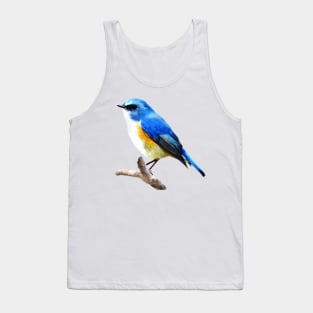 Dramabite Orange Flanked Bush Robin Watercolor Bird Watercolour Animal Tank Top